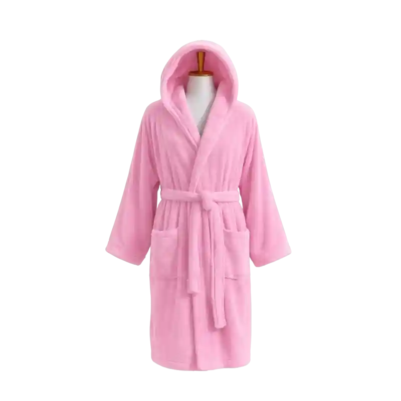 Velours-Bademantel mit Kapuze, rosa Bestpreis