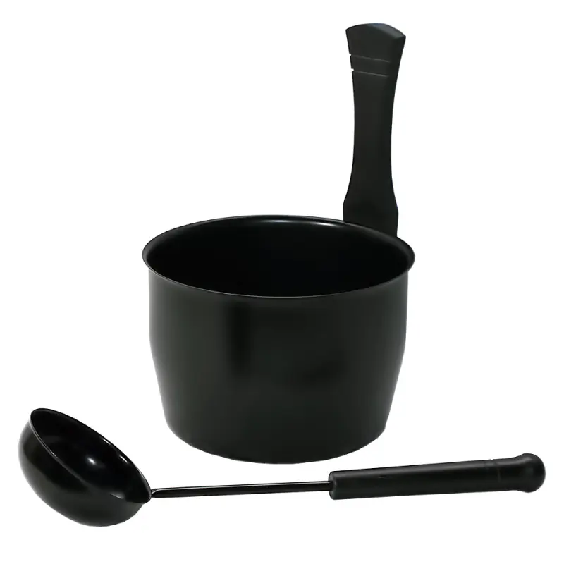 Stahleimer- und Schöpfkelle-Set, schwarz Nur Für Kurze Zeit