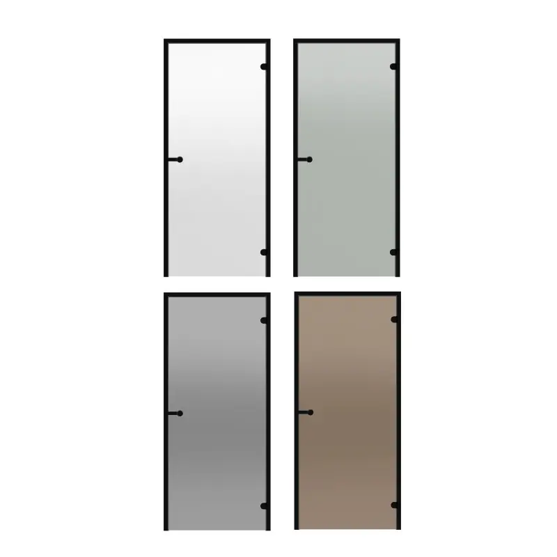 Sonderaktion Glassaunatüren HARVIA, schwarzer Aluminiumrahmen 8x19 (schwarze Linie)