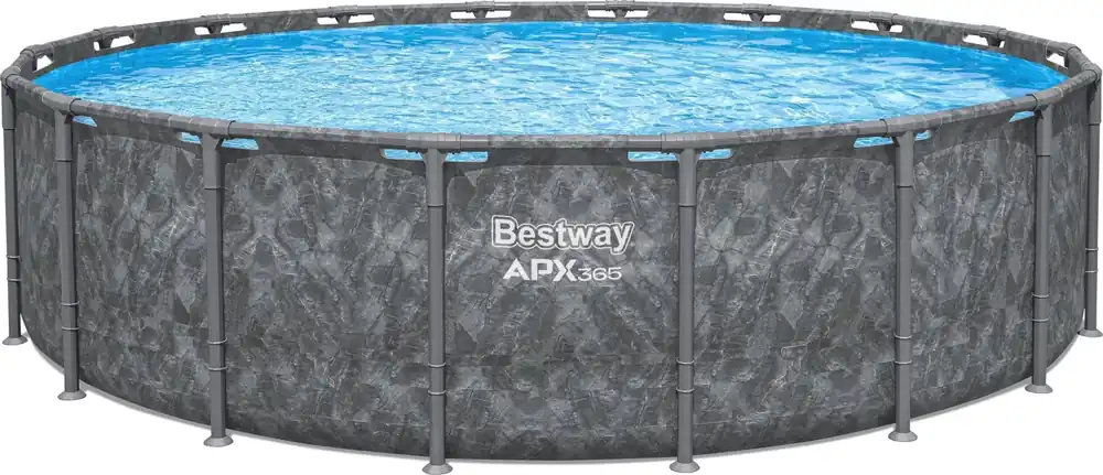 Bestway APX365™ Winterfestes Frame Pool Komplett-Set Ø 549 x 132 cm, Set mit Pool, Sandfilteranlage, Filterbällen, Sicherheitsleiter, Abdeckplane, Reparaturflicken Top-Seller