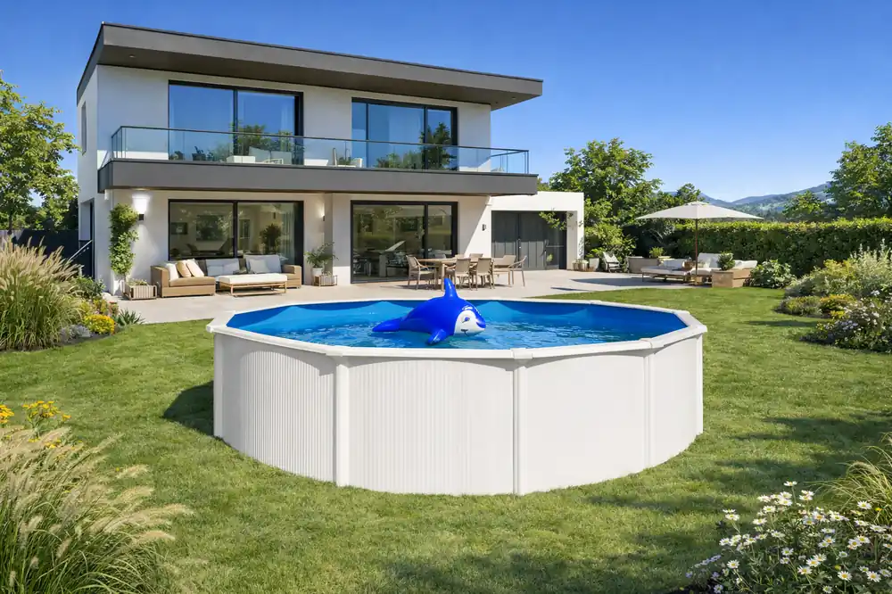 Mega-Angebot CF. Group Poolfolie Rund Ø 550 x 135 cm - Blau, Stärke 0,8 mm / ohne Biese (überlappend)