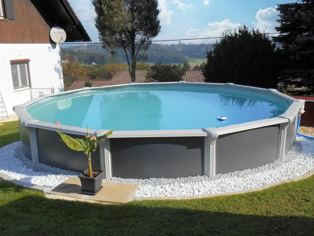 CF. Group Poolfolie Rund Ø 550 x 135 cm - Grau, Stärke 0,8 mm / ohne Biese (überlappend) Preiswert