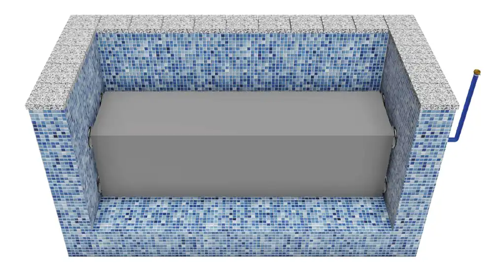 Schwimmbad Unterflurrsitzbank Stehstufe zweiseitig Kunststoff 3,0 m Saisonangebot