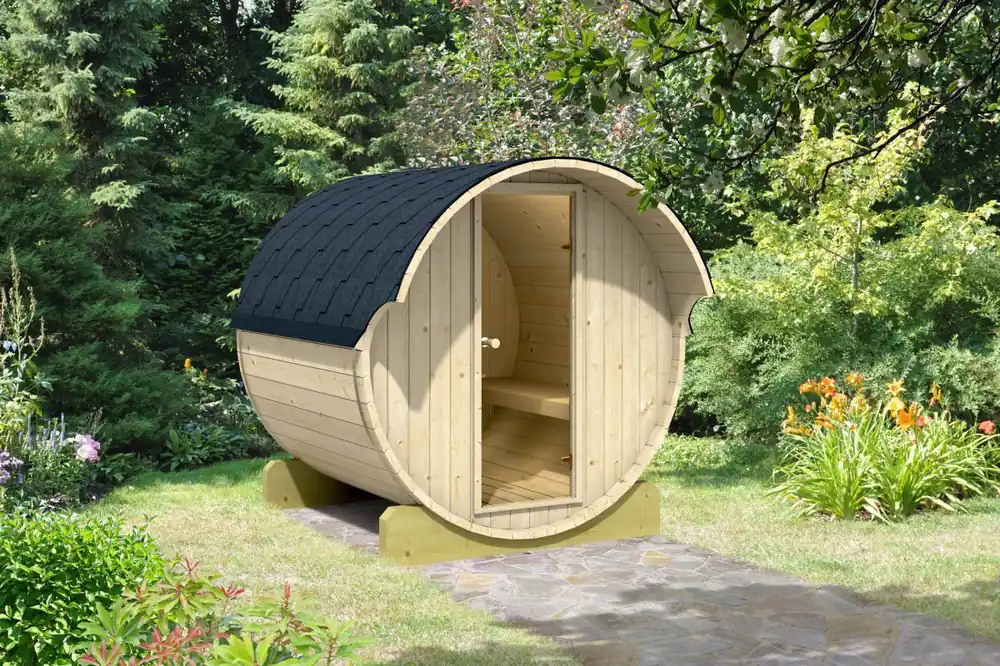 Preiswert Fass-Sauna 656, 200 x 200 cm