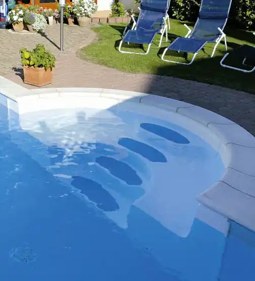 Swimtec GFK Treppe 3,0m Adriablau, weiß Direkt Vom Hersteller