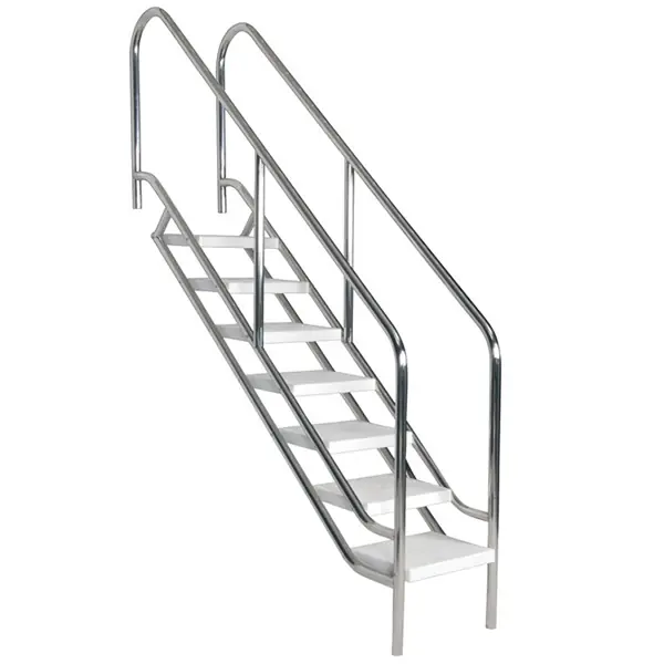 Billig Pool Einbautreppe Deluxe aus V4A Edelstahl 													 																																																																																																																																																																																																	970 mm, 															7 Stufen, 1,55 bis 1,75 m