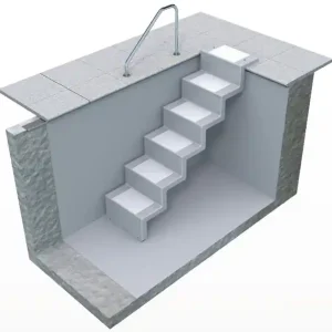 Pool-Einstelltreppe Eleganz lang zum nachträglichen Einbau 600 mm, Meerblau, weiß Begrenztes Angebot