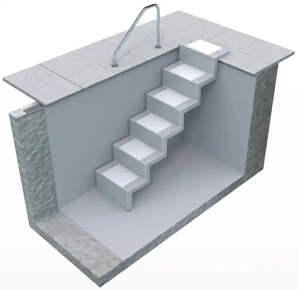 Jetzt Kaufen Pool-Einstelltreppe Eleganz lang zum nachträglichen Einbau 600 mm, Sand / Beige, wie Treppenfarbe
