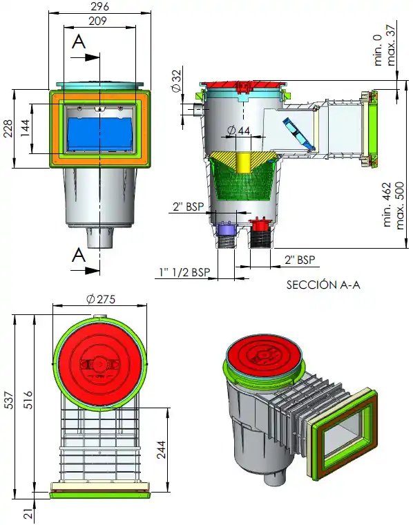 Markenprodukt Astralpool Skimmer Typ 17.5 Anthrazit (RAL7016), 345 mm