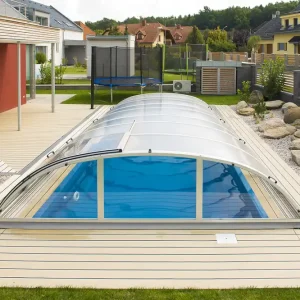 Pool-Überdachung Mannheim Clear A2 Anthrazit, Seiteneingang rechts Bestpreis