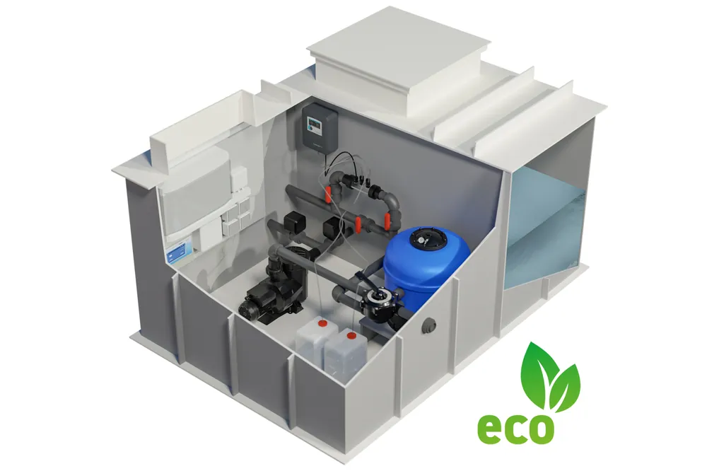 Knallerangebot Technikschacht mit ECO Umschaltung für Überlaufbecken Technikpaket Chlor XL