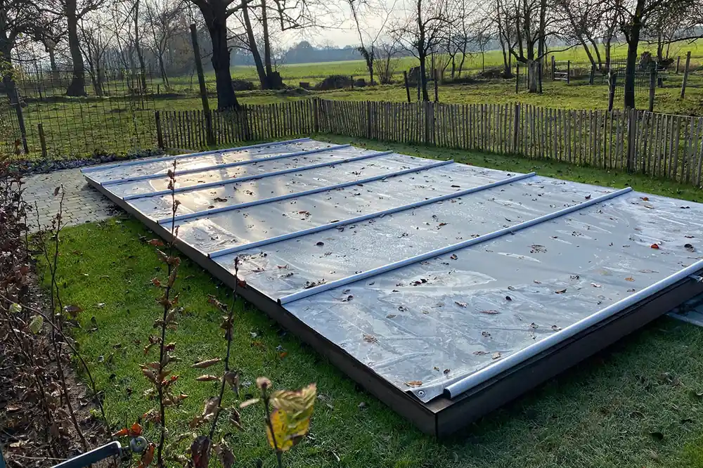 Preiswert Liderpool Segment Abdeckplane Pool 5,00 x 12,00 m, Vanille