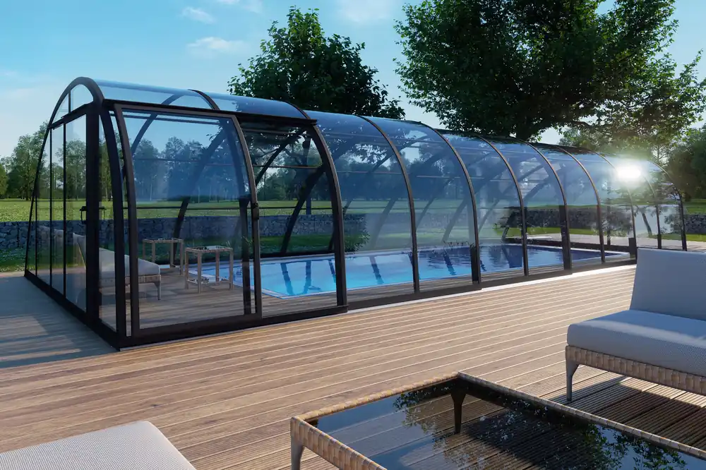 Albixon Monaco Future Poolüberdachung B Anthrazit DB703 Neue Ware