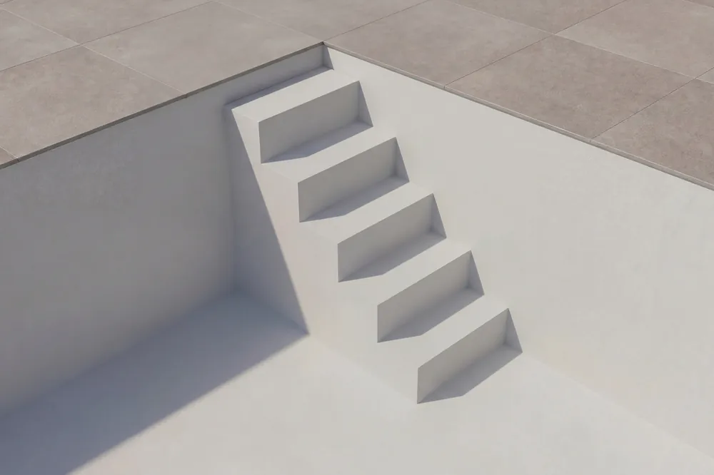 Upper Class Pooltreppe Komfort für Styroporpools 3,0 m, Sitzbank rechts Sichere Zahlung