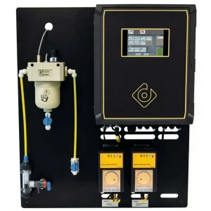 Neue Kollektion dinotecNET+ ready Poolsteuerung für externes Touch Panel, Poolcare zeitgesteuert, pH mit Durchfussarmatur