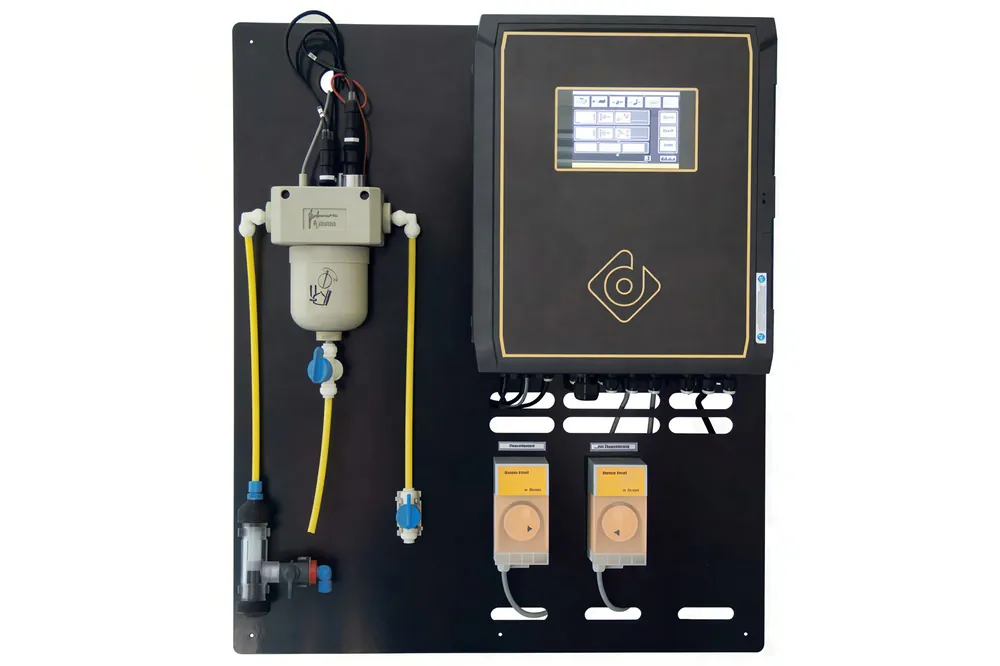 dinoTouch+ Dosieranlage 2x dinodos EASY, Rx, pH mit Durchflussarmatur Geprüft