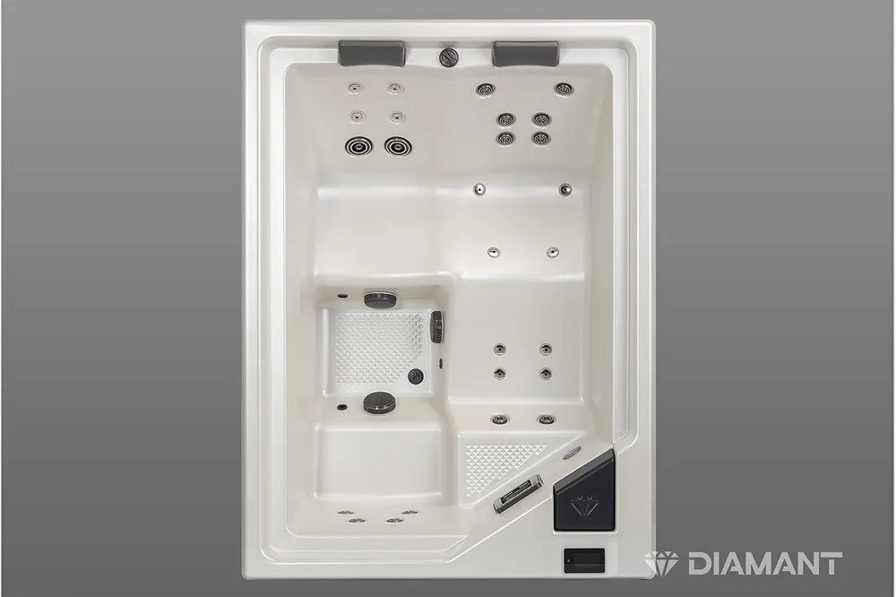 Outdoor Whirlpool 2-3 Personen – Diamant SPAIN mit Abdeckung Light, Dunkelgrau, Weiß Perlmutt Rabatt