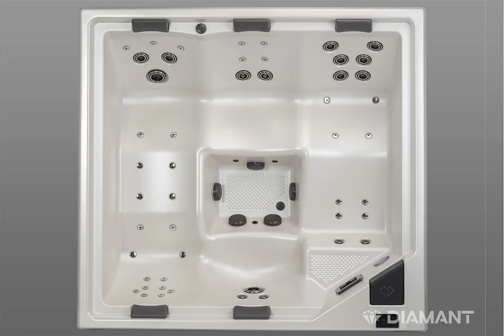 Neuheit Outdoor Whirlpool 5 Personen – Diamant SPACE Premium 51 Düsen Light, Hellgrau, Weiß Perlmutt