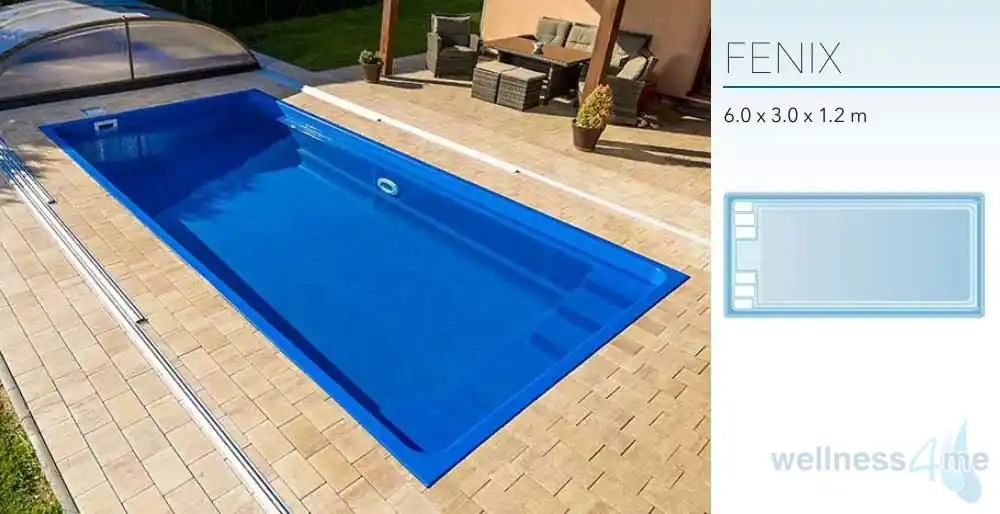 Expressversand GFK Pool Fenix 6,0 x 3,0 x 1,2 Rechteck Glasfaser Becken