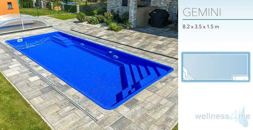 Markenprodukt GFK Pool Gemini 8,2 x 3,5 x 1,5 Rechteck Glasfaser Becken