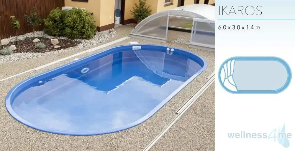 Echt GFK Pool Ikaros 6,0 x 3,0 x 1,4 Oval Glasfaser Becken