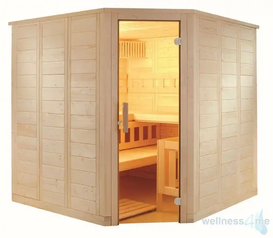 Massivholzsauna Saunakabine Wellfun Corner oder Gerade Top-Angebot