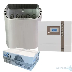 Well Solutions Saunaofen Edelstahl Next 8 kW | Saunasteuerung Econ 1 | inklusive Saunasteine Sichere Zahlung