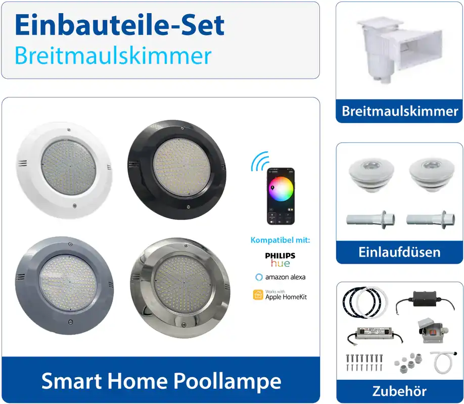 Pool Einbauteile Set | Breitmaulskimmer Neuheit