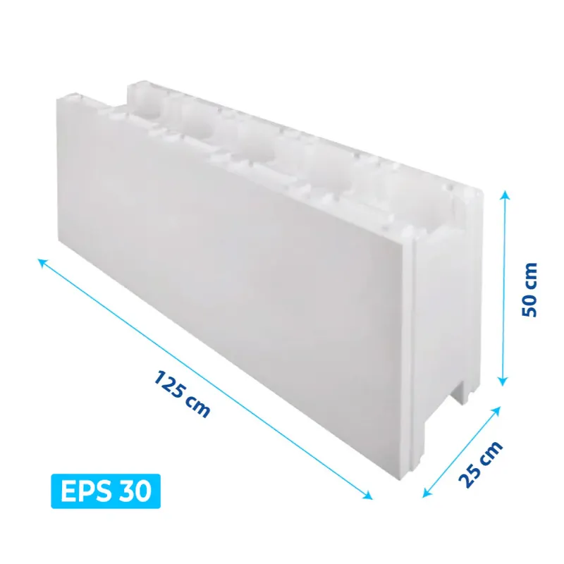 Rabatt Styroporpool Schalungsstein BIG BLOCK | EPS 30 | 125x25x50 cm (LxBxH)