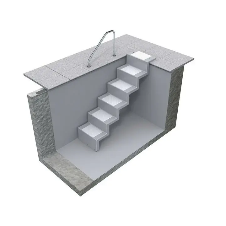 Echt Pooltreppe Eleganz mit Randbefestigung | 60 x 180 cm | 1,58 - 1,74 Meter Beckentiefe