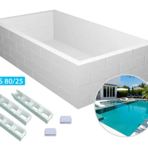Styroporpool Grundaufbau-Set Bausatz | 1,5 Meter Tiefe | 4 Steinreihen | Styroporsteine Big Block EPS 80/25 Neue Kollektion