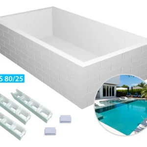 Preisreduziert Styroporpool Grundaufbau-Set Bausatz | 1,5 Meter Tiefe | 6 Steinreihen | Styroporsteine EPS 80/25