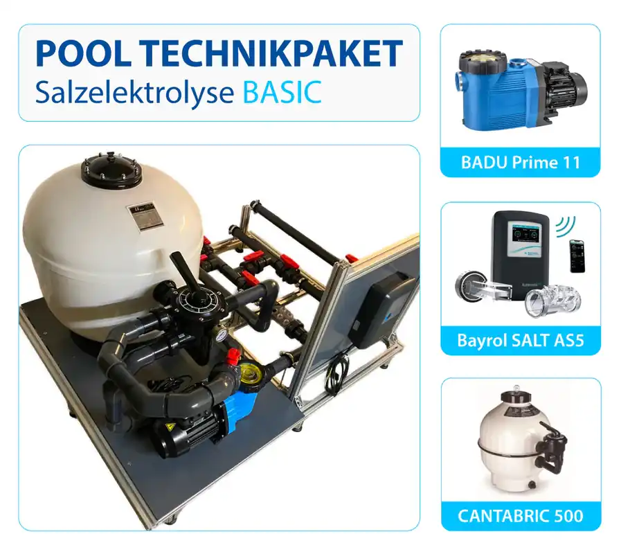 Pooltechnik Komplettset Basic SALT | Bayrol AS5 | Badu Prime 11 | Cantabric 500 Top-Angebot