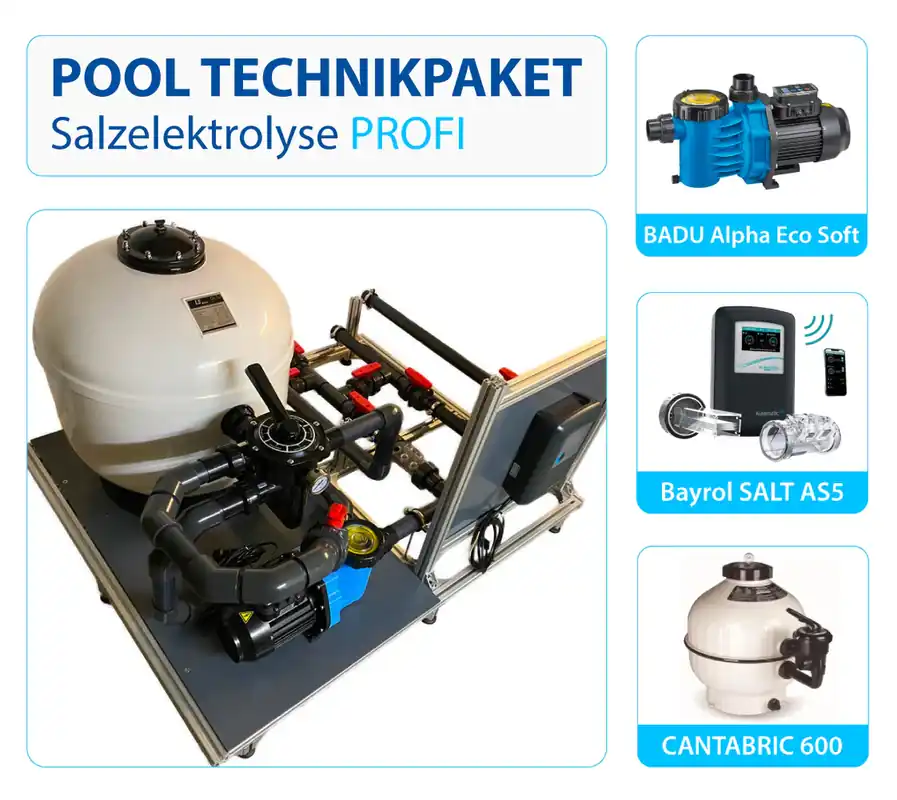 Super-Preis Pooltechnik Komplettset Profi SALT | Bayrol AS5 | Speck & BADU Alpha Eco Soft | Cantabric 600