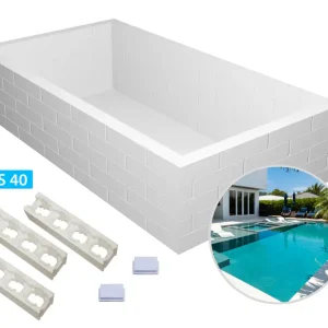 Ausverkauf Styroporpool Grundaufbau-Set Bausatz | 1,5 Meter Tiefe | 5 Steinreihen | Styroporsteine EPS 40