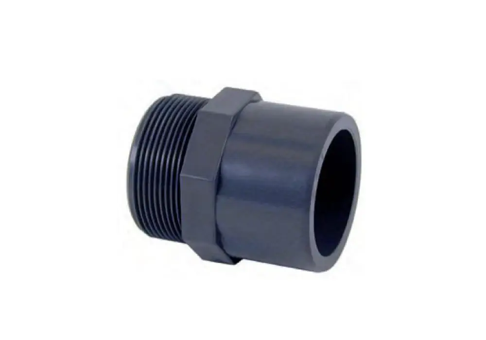 Markenware PVC Übergangsmuffe mit Klebemuffe, Klebestutzen & Außengewinde – 63 mm x 50 mm (1 1/2")