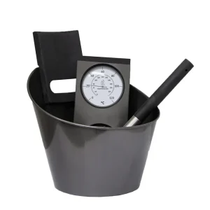Sauna Zubehör Set schwarz Harvia BLACK STEEL SAUNA-ZUBEHÖRSET Kübel Kelle Thermometer Must-Have
