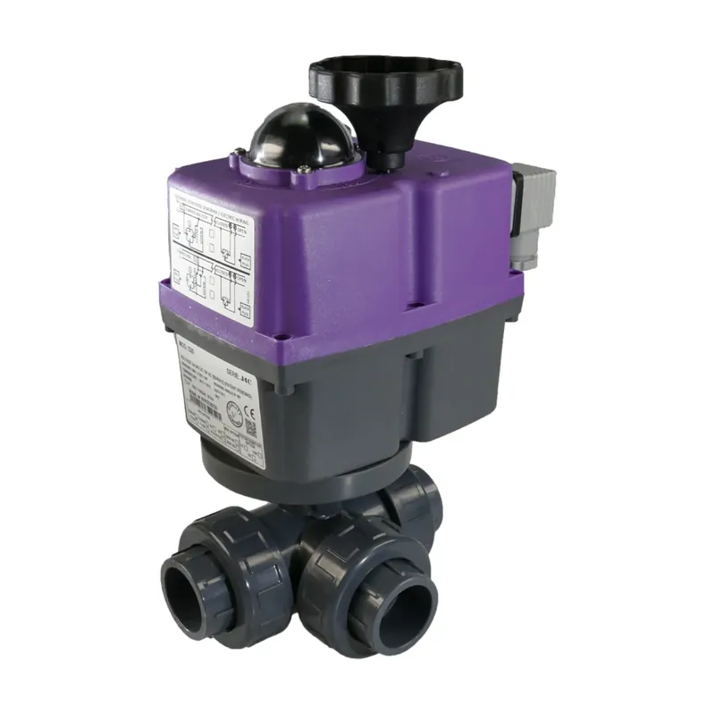PVC 3 Wege Kugelhahn mit Stellmotor 24–240V AC/DC Direktkauf