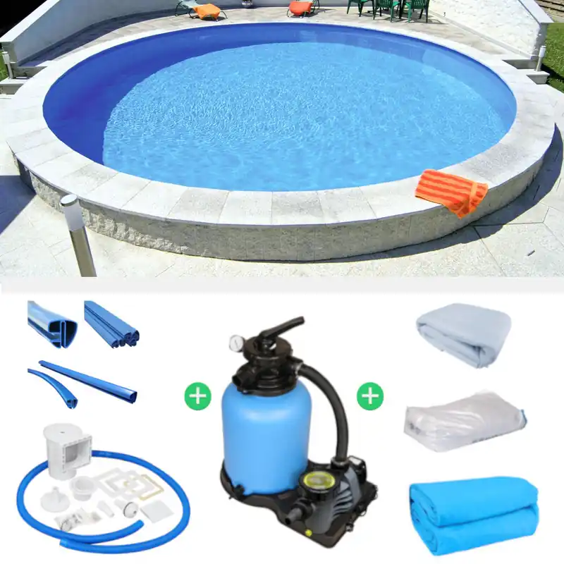 Direktkauf Rundpool Ibiza Ø 350 x 120 cm SET Basic 0,8 mm blau