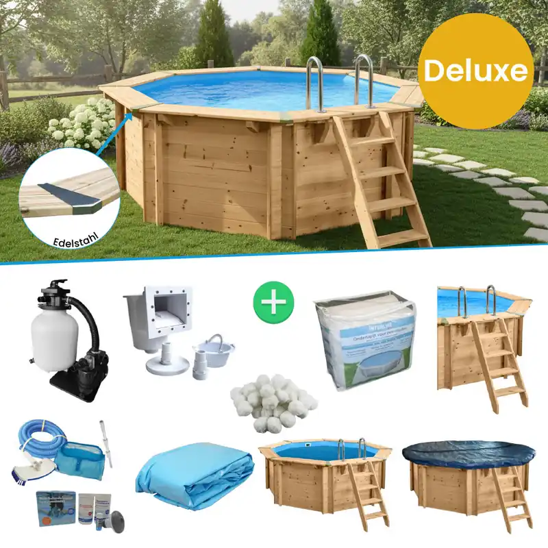 Holzpool Bali 355 x 116 cm SET Deluxe Preisknaller
