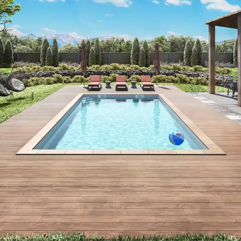 Abverkauf IQ Styroporpool Basic Rechteckpool 600 x 300 x 150cm mit Ecktreppe Oblique grau links