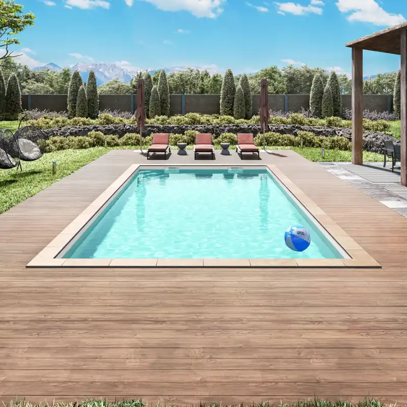 Abverkauf IQ Styroporpool Basic Rechteckpool 600 x 300 x 150cm mit Ecktreppe Oblique weiss links