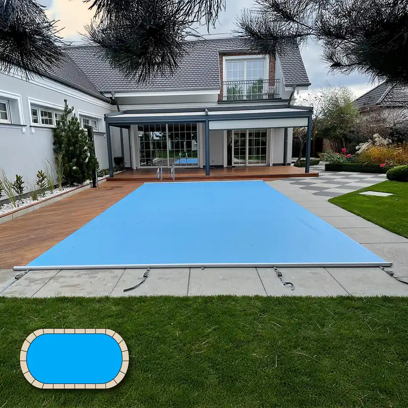 Abverkauf Sicherheitsabdeckung Extra Top für Ovalbecken 490 x 300 cm dunkelgrau