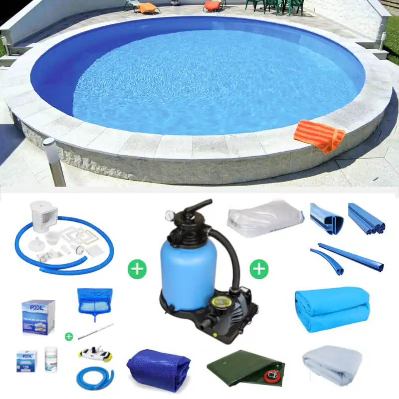 Versand Am Gleichen Tag Rundpool Ibiza Ø 450 x 120 cm SET 0,8 mm Deluxe blau