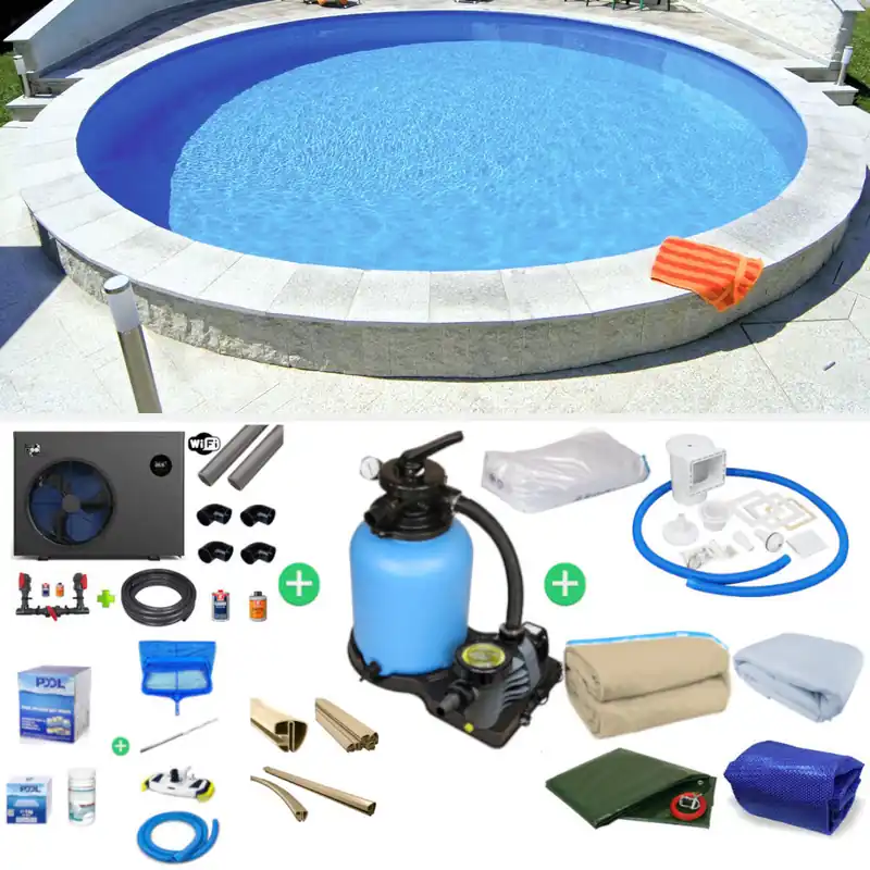 Solange Der Vorrat Reicht Rundpool Ibiza Ø 500 x 120 cm SET 0,8 mm Luxury sandfarben