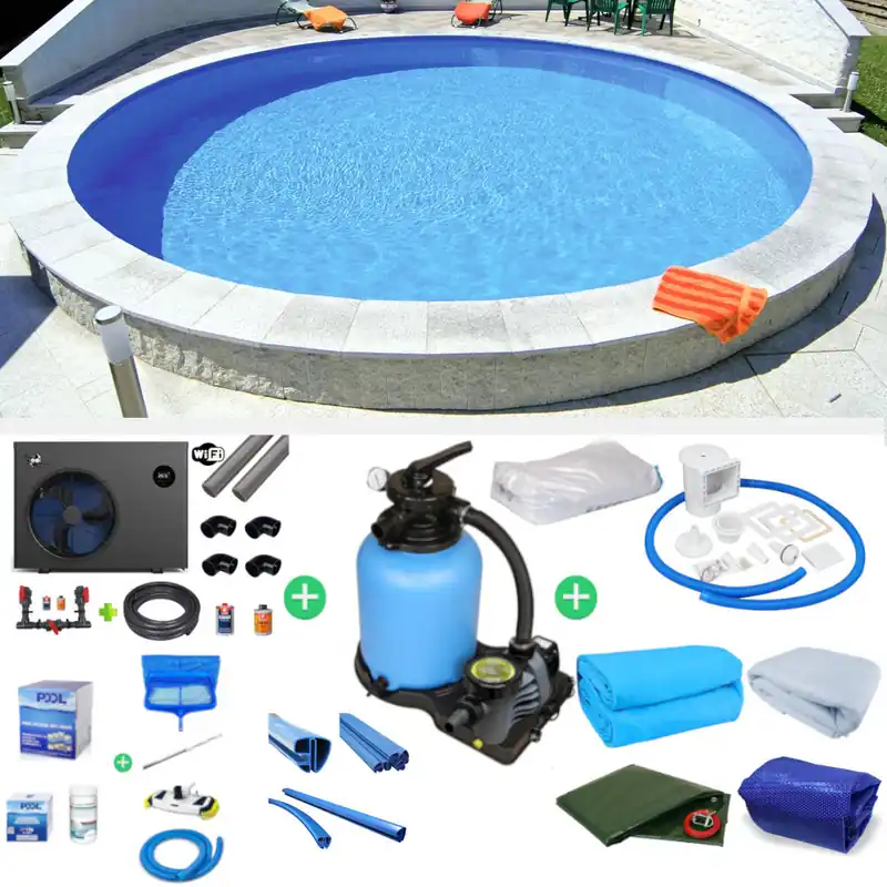 Rundpool Ibiza Ø 500 x 150 cm SET blau Luxury Top-Seller