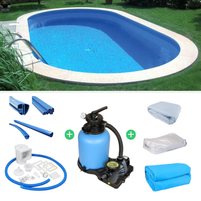 Ovalpool TAHITI 800 x 400 x 150 cm SET blau Basic Angebot