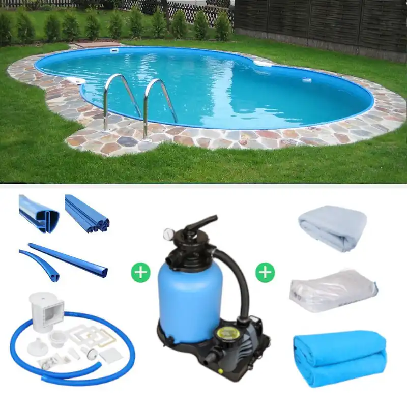 Achtformbecken Family 525 x 320 x 150 cm SET Basic blau Sonderaktion