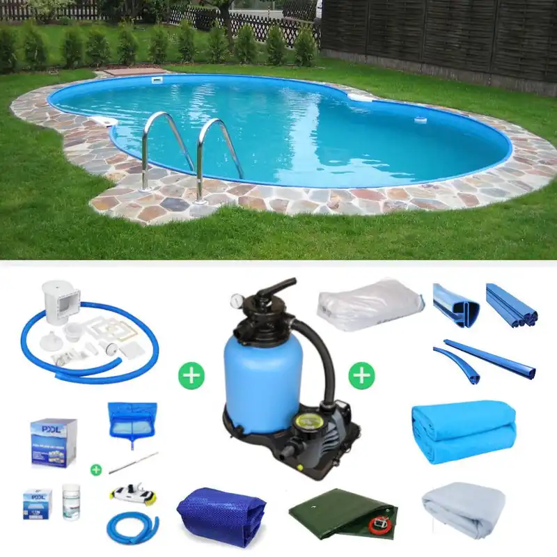 Achtformbecken Family 525 x 320 x 150 cm SET Deluxe blau Sonderangebot