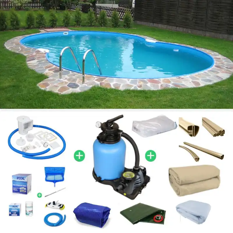 Achtformbecken Family 525 x 320 x 150 cm SET Deluxe sandfarben Meistverkauft